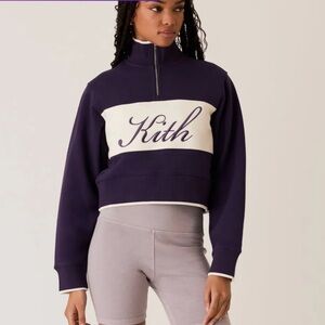 NEW Kith Hunter ll Script Quarter Zip Sweater Nightshade Purple size XXL
